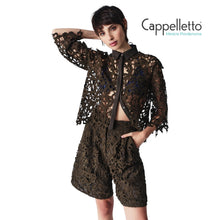 Carica l&#39;immagine nel visualizzatore di Gallery, FIOCCO Camicia Cropped Tessuto Macramè Militare
