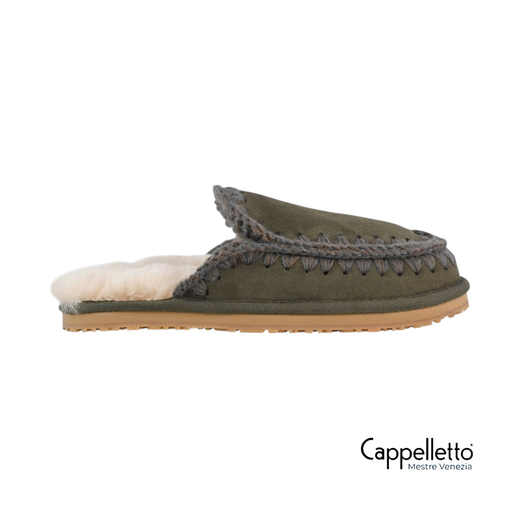 Slipper Full Eskimo Stitch Black Olive