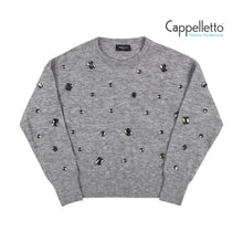 Carica l&#39;immagine nel visualizzatore di Gallery, MIU Maglia Barchetta Ricamo Pietre - Grigio Medio
