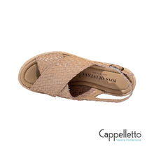Carica l&#39;immagine nel visualizzatore di Gallery, PADOVA Sandalo Zeppa Pelle Intrecciata Taupe 11221
