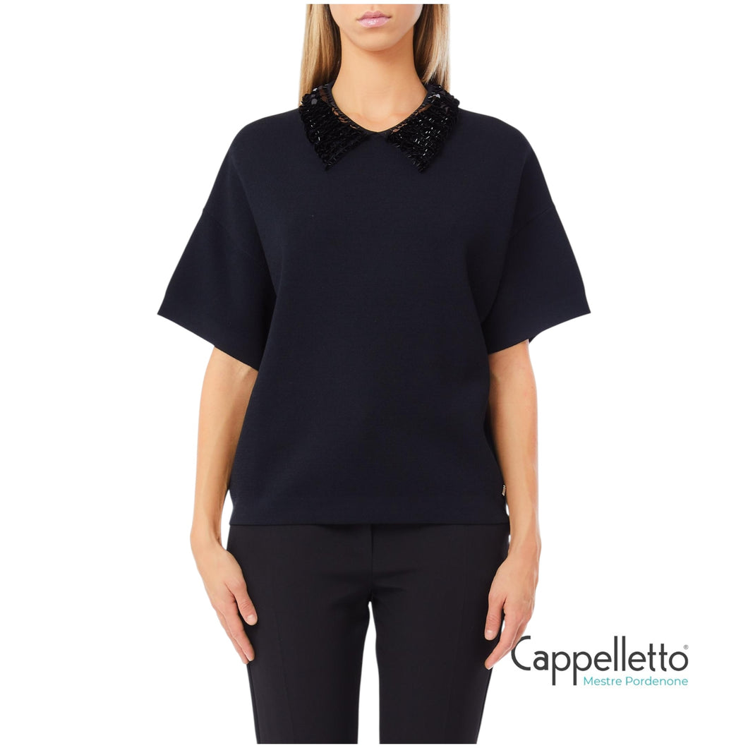 Maglia Chiusa Manica Corta Nera CF5038