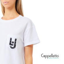 Carica l&#39;immagine nel visualizzatore di Gallery, T-Shirt Manica Corta Bianco LJ Pailettes UF5257
