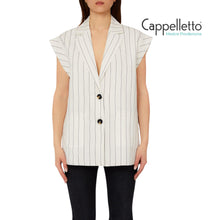 Carica l'immagine nel visualizzatore di Gallery, Gilet in Misto Lino Bianco Lana/Nero WA6369
