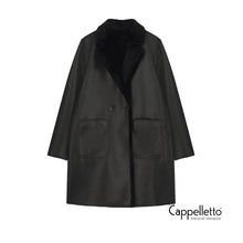 Carica l&#39;immagine nel visualizzatore di Gallery, IVON Cappotto Doppiopetto Reversibile Nero
