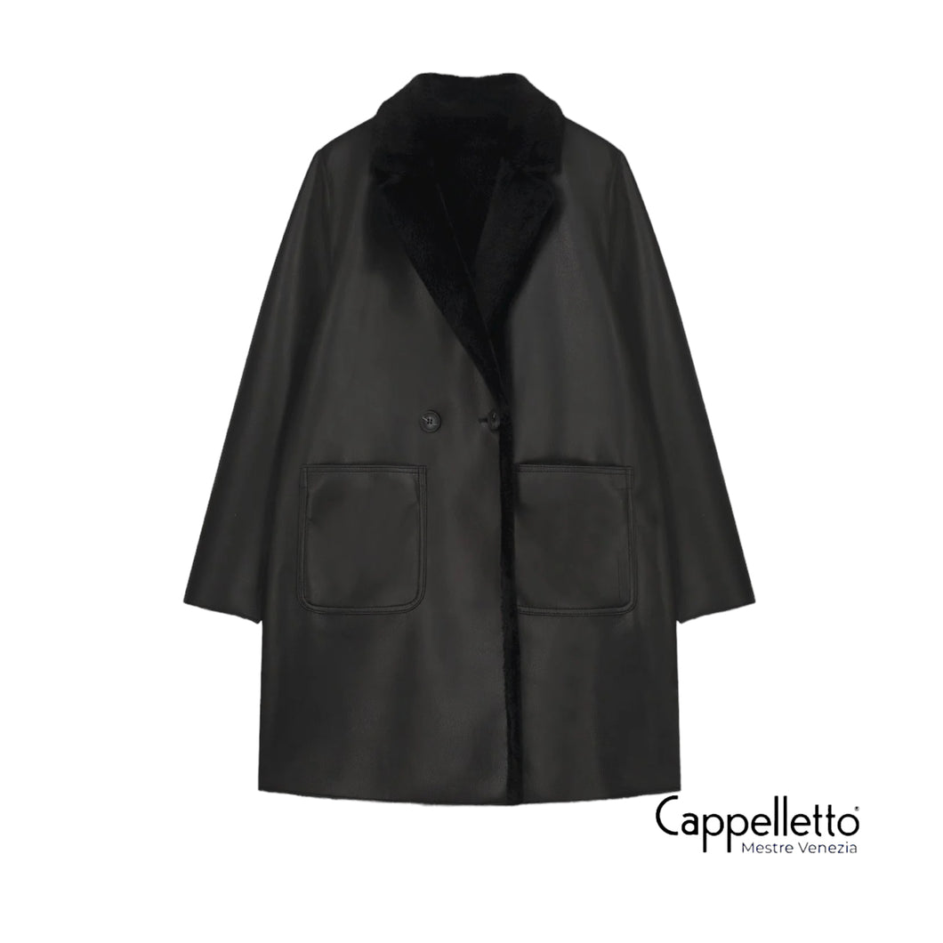 IVON Cappotto Doppiopetto Reversibile Nero