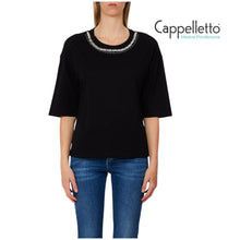 Carica l'immagine nel visualizzatore di Gallery, T-Shirt con Applicazioni Nero WA6128
