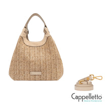 Carica l'immagine nel visualizzatore di Gallery, DUA Borsa Media in Pelle/Paglia Sabbia
