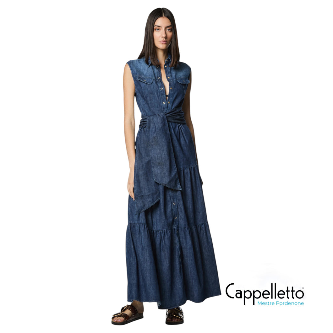 STELLA Abito Lungo Denim Leggero Blu Medio