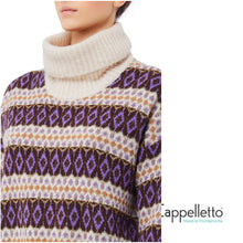 Carica l&#39;immagine nel visualizzatore di Gallery, Maglia Collo Alto Violet Jacquard MF5241
