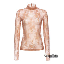 Carica l&#39;immagine nel visualizzatore di Gallery, TRAMINER Maglia in pizzo laminato Nudo/oro
