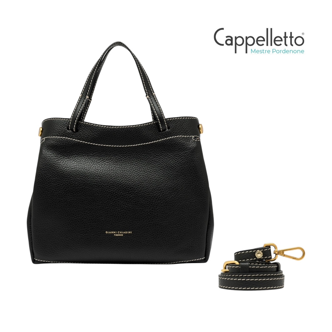 OTTAVIA Borsa in Pelle Martellata Nera