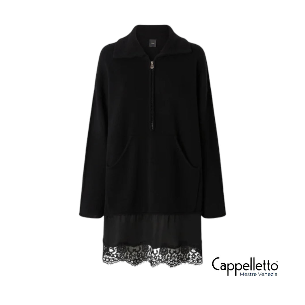 ETICHETTATURA Abito in Maglia con inserto in Pizzo Nero