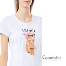 Carica l&#39;immagine nel visualizzatore di Gallery, T-Shirt Manica Corta Bianca Cat Fashion UF5265
