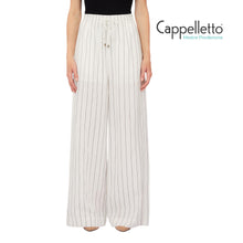Carica l'immagine nel visualizzatore di Gallery, Pantalone Lungo in Misto Lino Bianco Lana/Nero WA6368
