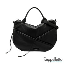 Carica l&#39;immagine nel visualizzatore di Gallery, SHANIA Borsa con Manici e Zip in Pelle Nera
