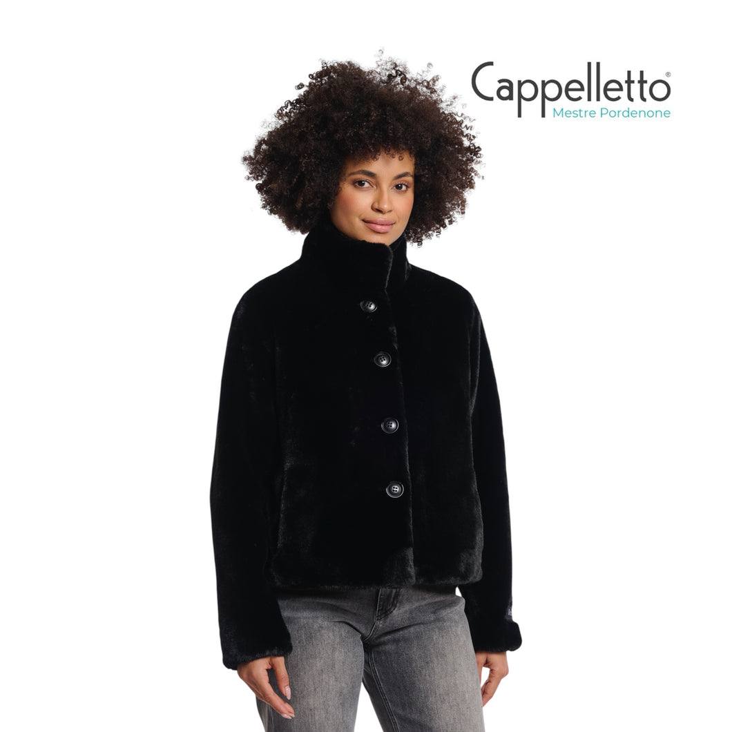 VIE Giubbo Monopetto EcoPelliccia Nero