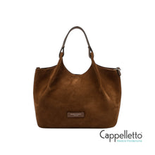 Carica l&#39;immagine nel visualizzatore di Gallery, DUA Borsa in Pelle Scamosciata Cognac
