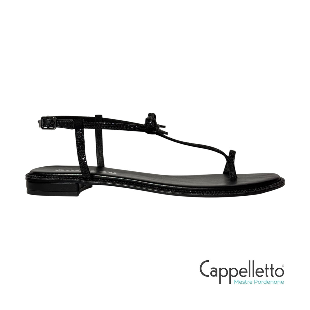 ERIN Sandalo Gioiello Flat Nero