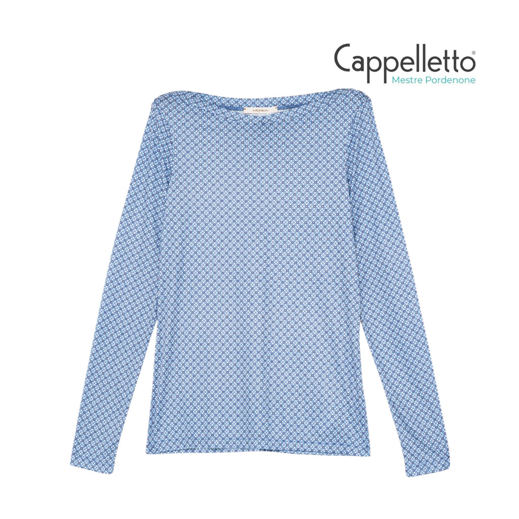 T-Shirt Micro Print Blu/Panna/Avio