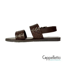 Carica l&#39;immagine nel visualizzatore di Gallery, Sandalo Uomo di Pelle Intrecciata Testa di moro M5729
