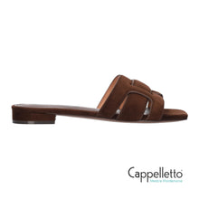 Carica l'immagine nel visualizzatore di Gallery, Mules Flat in Suede Marrone Testa di Moro
