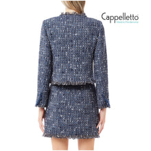 Carica l&#39;immagine nel visualizzatore di Gallery, Giacca Boxy Stuoia Bouclè Blu/Grey CF5377

