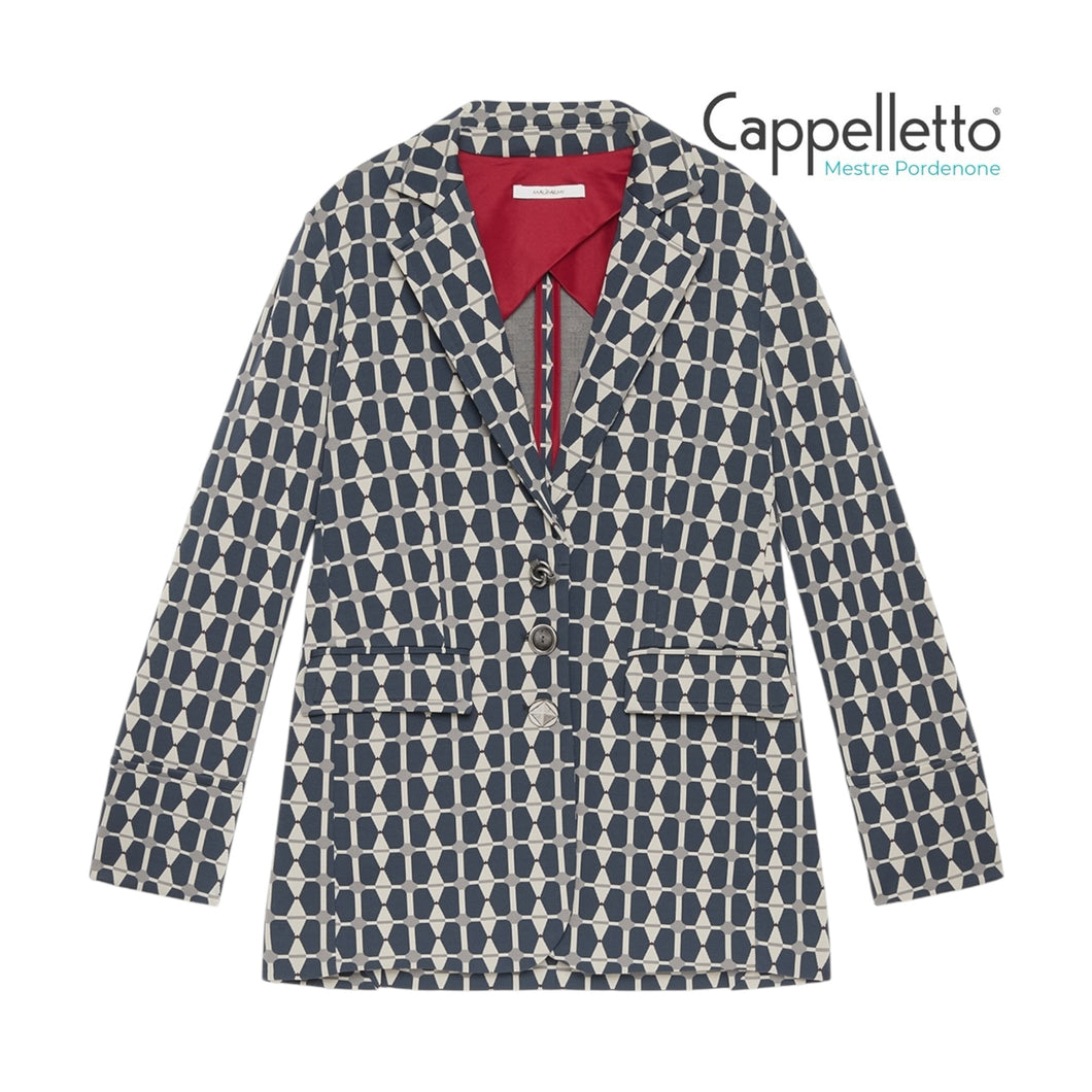 Giacca Geometrica Grigio/Rosso/Beige