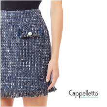 Carica l&#39;immagine nel visualizzatore di Gallery, Gonna Mini in Stuoia Bouclè Blu/Grey CF5378
