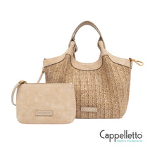 Carica l'immagine nel visualizzatore di Gallery, DUA Borsa Media in Pelle/Paglia Sabbia
