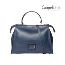 Carica l&#39;immagine nel visualizzatore di Gallery, ADELE L DO Borsa in Pelle Maiolica Blu/Gold
