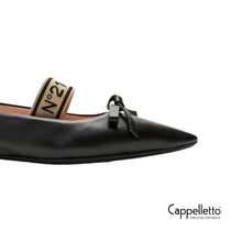 Carica l&#39;immagine nel visualizzatore di Gallery, BALLERINA in Pelle con Elastico Logo Black
