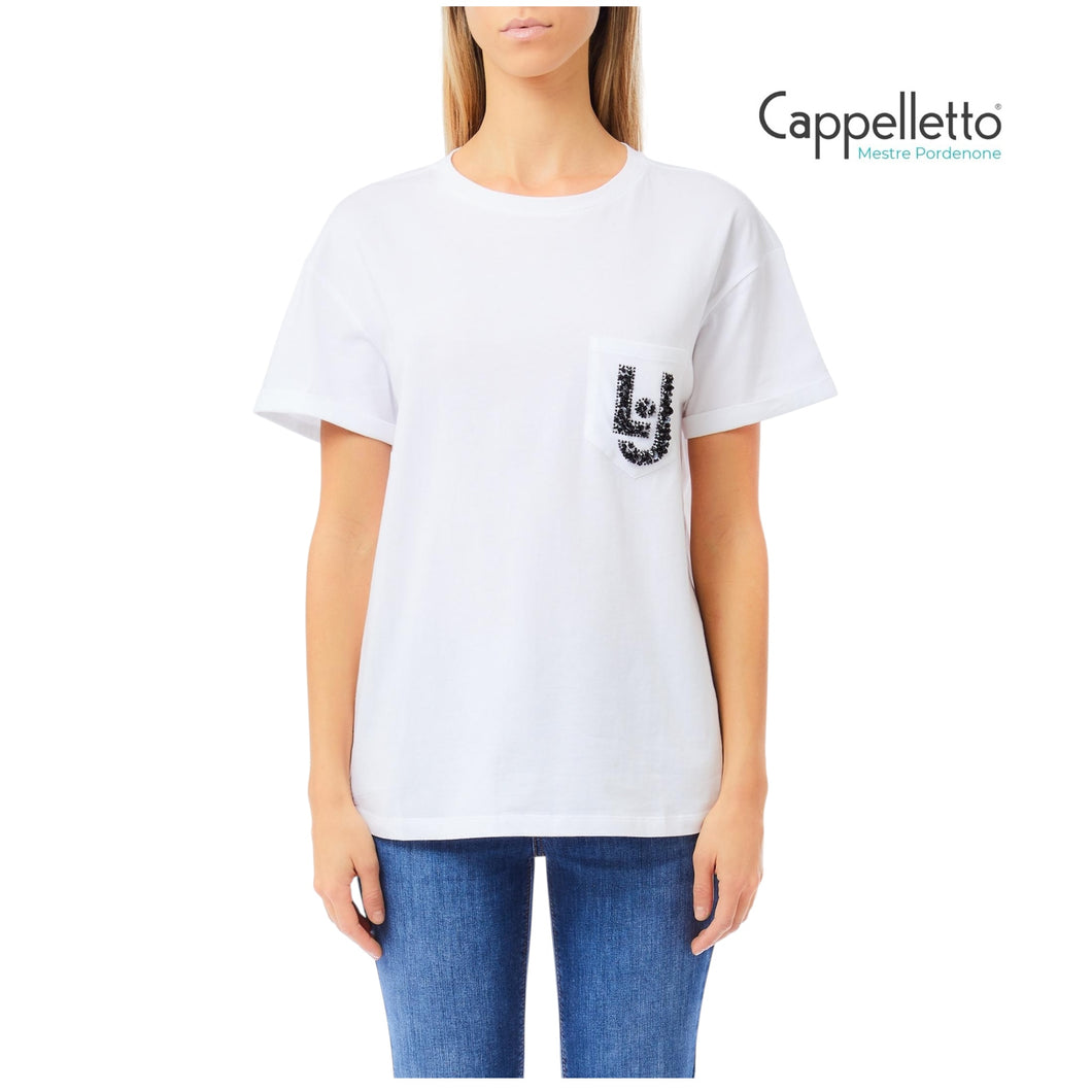 T-Shirt Manica Corta Bianco LJ Pailettes UF5257