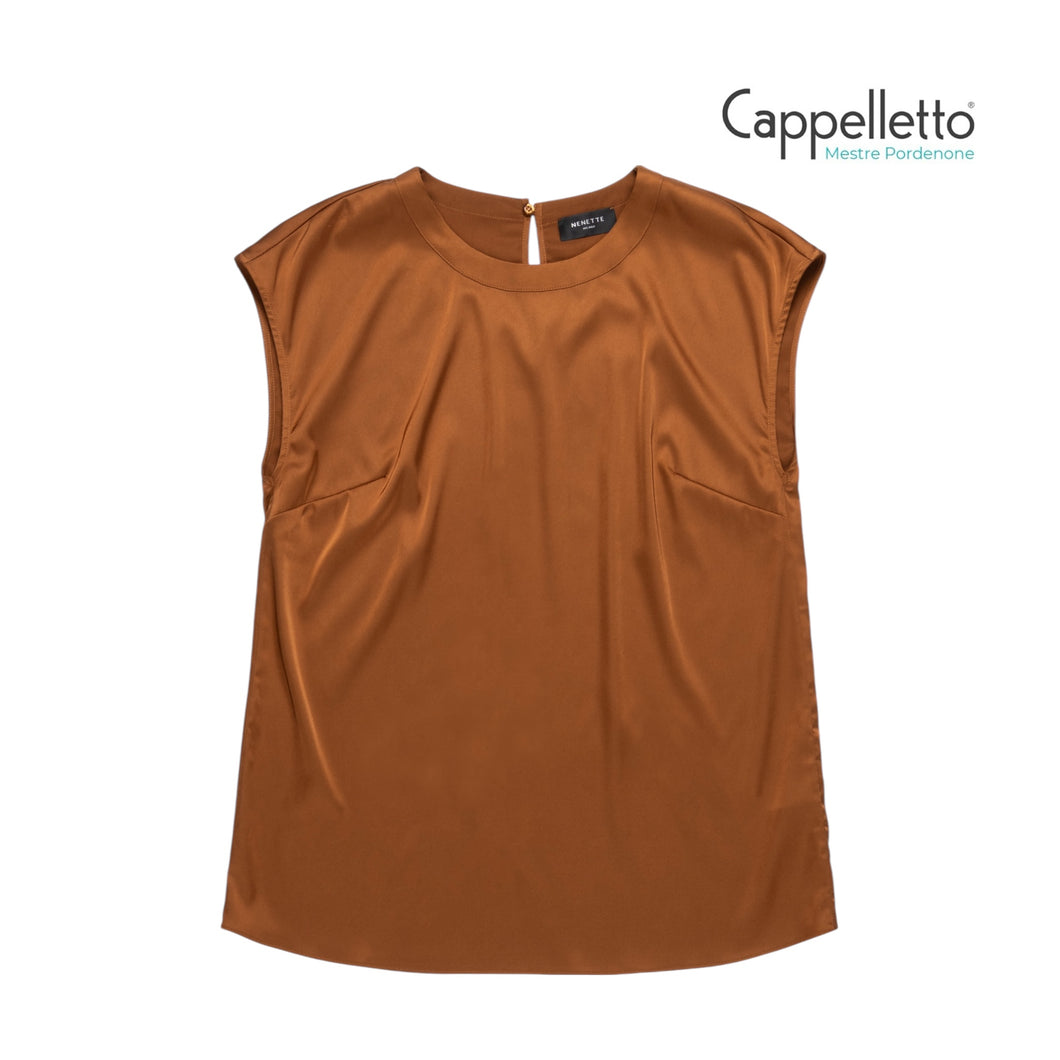 FEN Blusa in Rasetto - Cognac