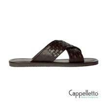 Carica l&#39;immagine nel visualizzatore di Gallery, Ciabatta di Pelle Intrecciata Testa di Moro M5728

