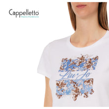 Carica l'immagine nel visualizzatore di Gallery, T-Shirt con Stampa e Strass Bianco/Azzurro WA6493

