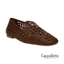 Carica l'immagine nel visualizzatore di Gallery, BAIX Mocassino Pelle Intrecciata Mid Brown
