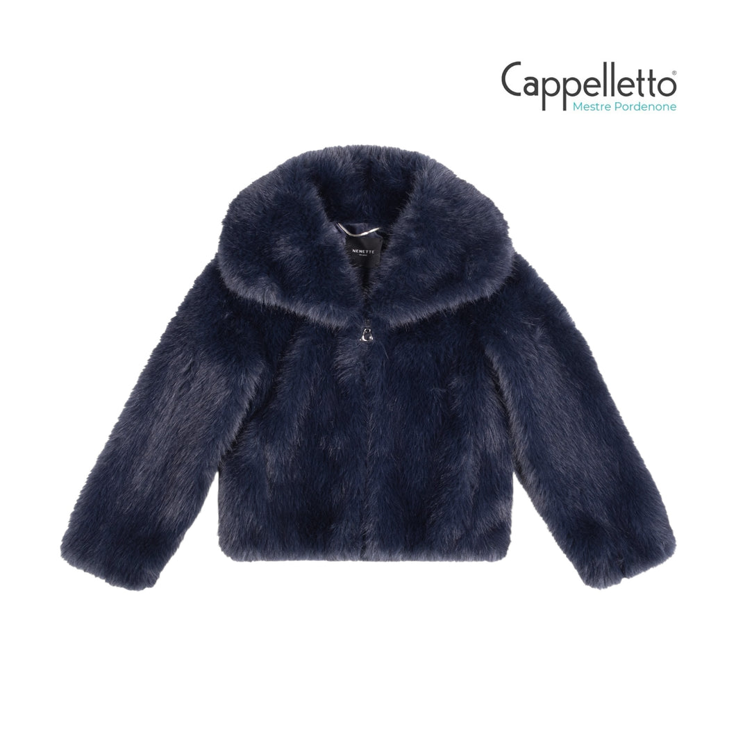 PASQUA Giacca Corta Tessuto EcoVolpe - Blue Navy