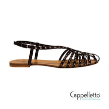 Carica l'immagine nel visualizzatore di Gallery, Sandalo Gabbietta Borchie 514 Nappa Nera
