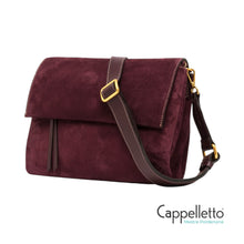 Carica l'immagine nel visualizzatore di Gallery, THREE Borsa in Camoscio/Pelle Amarone
