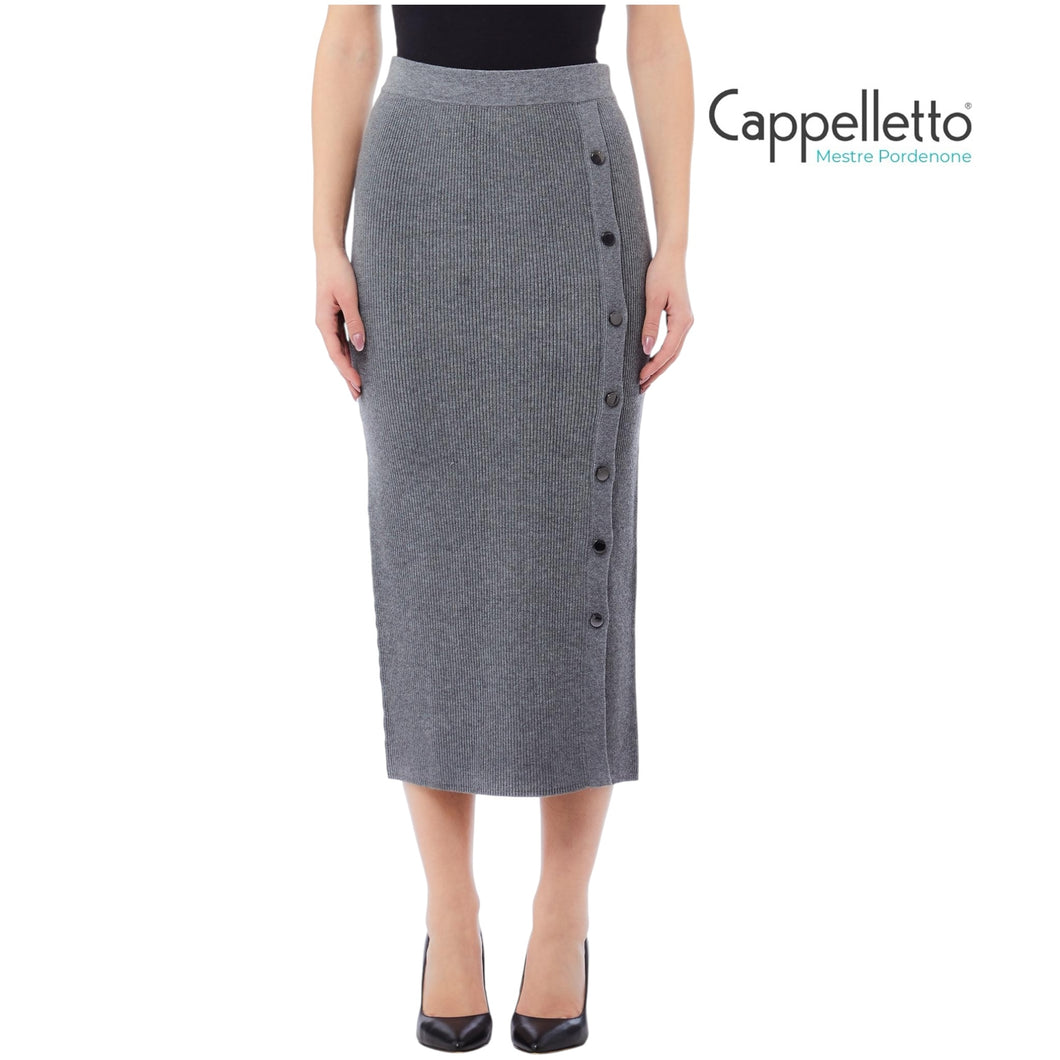 Gonna Lunga in Maglia Grigio Melange MF5372