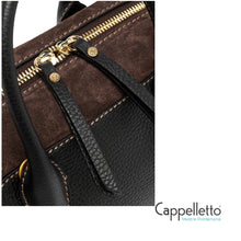 Carica l'immagine nel visualizzatore di Gallery, GEMMA Borsa Pelle Nero/Suede Moka
