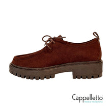 Carica l&#39;immagine nel visualizzatore di Gallery, LONZO Derby Allacciato Donna Suede Dark Brown
