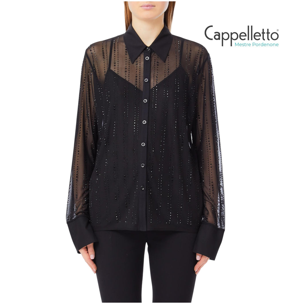 Camicia Nera Ricamata CF5056