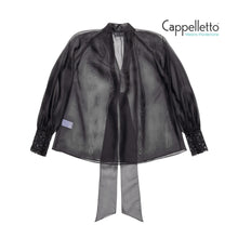 Carica l&#39;immagine nel visualizzatore di Gallery, FIJI Blusa Polso Ricamato Organza - Nero
