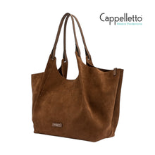 Carica l&#39;immagine nel visualizzatore di Gallery, DUA Big Borsa in Pelle Scamosciata Cognac
