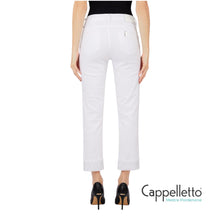 Carica l'immagine nel visualizzatore di Gallery, Pantaloni Skinny con Risvolto e Strass Bianco UA6006
