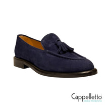 Carica l&#39;immagine nel visualizzatore di Gallery, Mocassino Donna con Nappine in Pelle Blu
