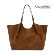 Carica l&#39;immagine nel visualizzatore di Gallery, DUA Big Borsa in Pelle Scamosciata Cognac
