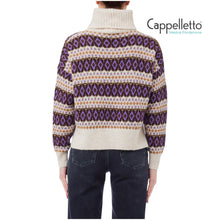 Carica l&#39;immagine nel visualizzatore di Gallery, Maglia Collo Alto Violet Jacquard MF5241
