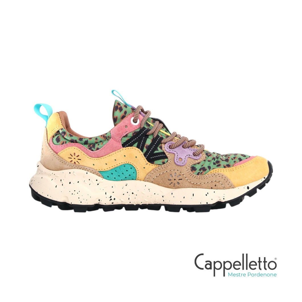 YAMANO 3 Donna Suede/Print Leo Cotone Beige-Sabbia